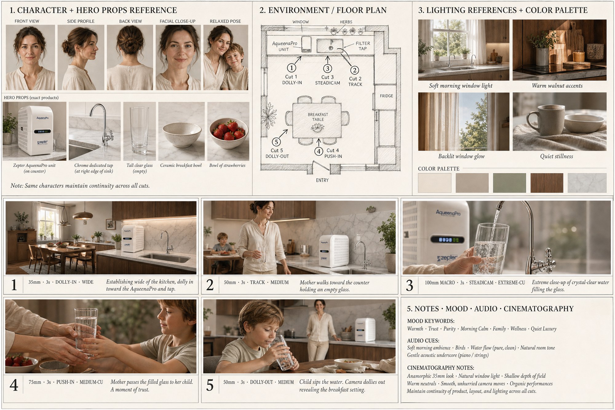 Storyboard videoreklamy: rozkres záběrů.