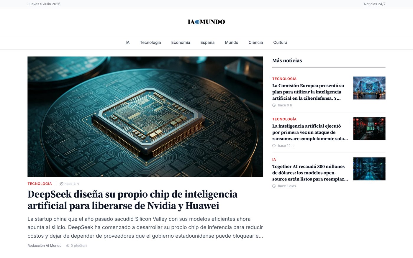 Titulní strana webu IAmundo.es — španělská verze.